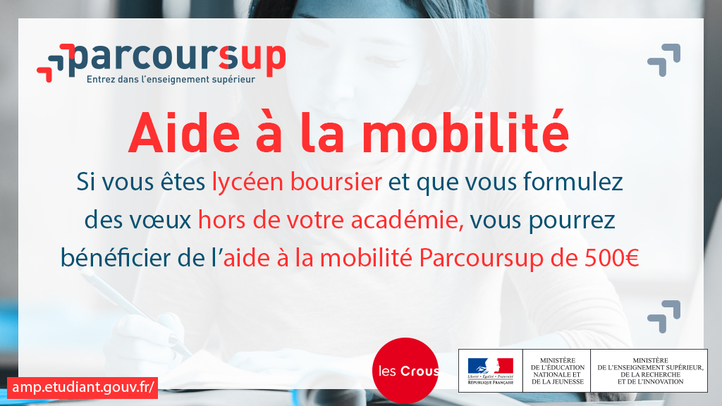 Aide à la mobilité Parcoursup : demande en ligne à partir du 7 juillet 2021